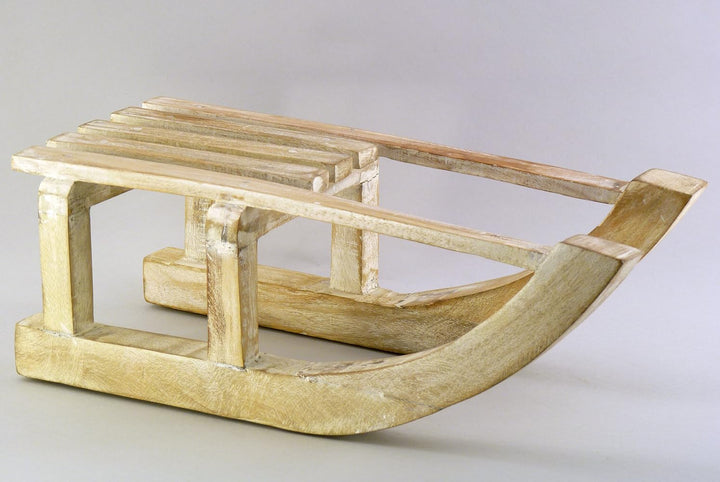 Deko Schlitten aus Mango Holz 44x15x20 cm Natur - Nostalgie Schlitten, Winterdeko, Deko Skihütte, We