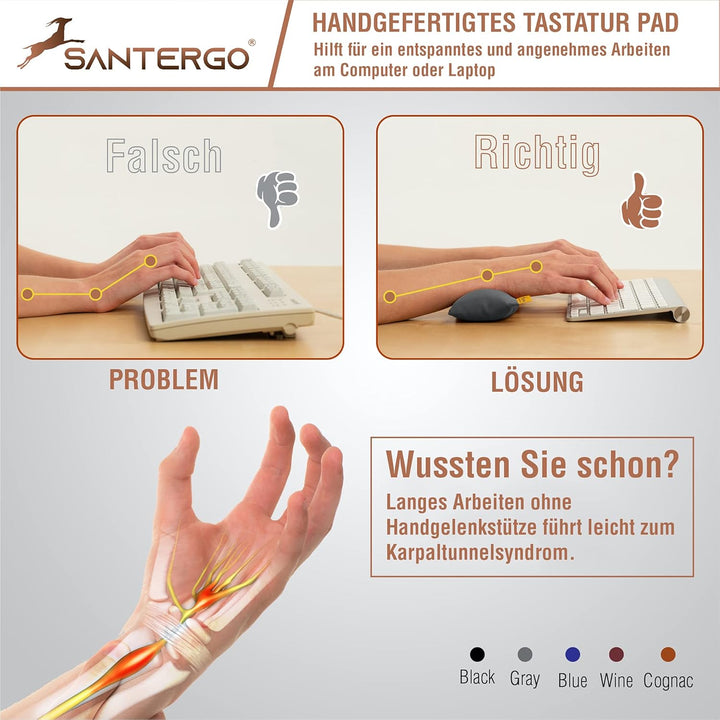 Handgelenkauflage für die Tastatur - ergonomische Handballenauflage aus Bio-Hirsespreu mit abnehmbar