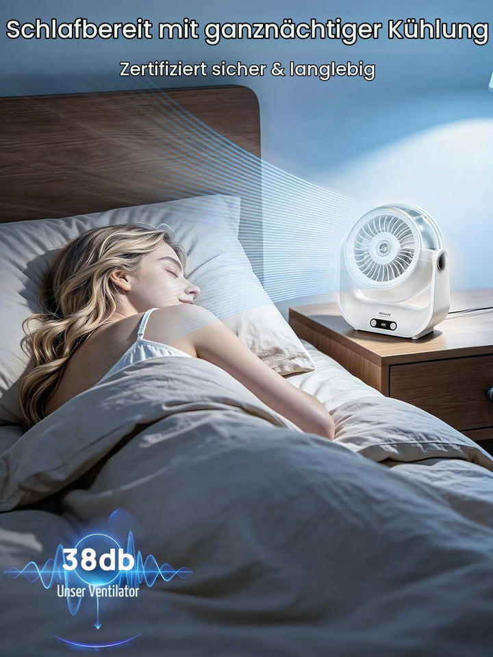 Kssvzz Tischventilator Leise mit Wasserkühlung - 5000mAh USB Ventilator Akku mit 5 Stufen, LED-Anzei