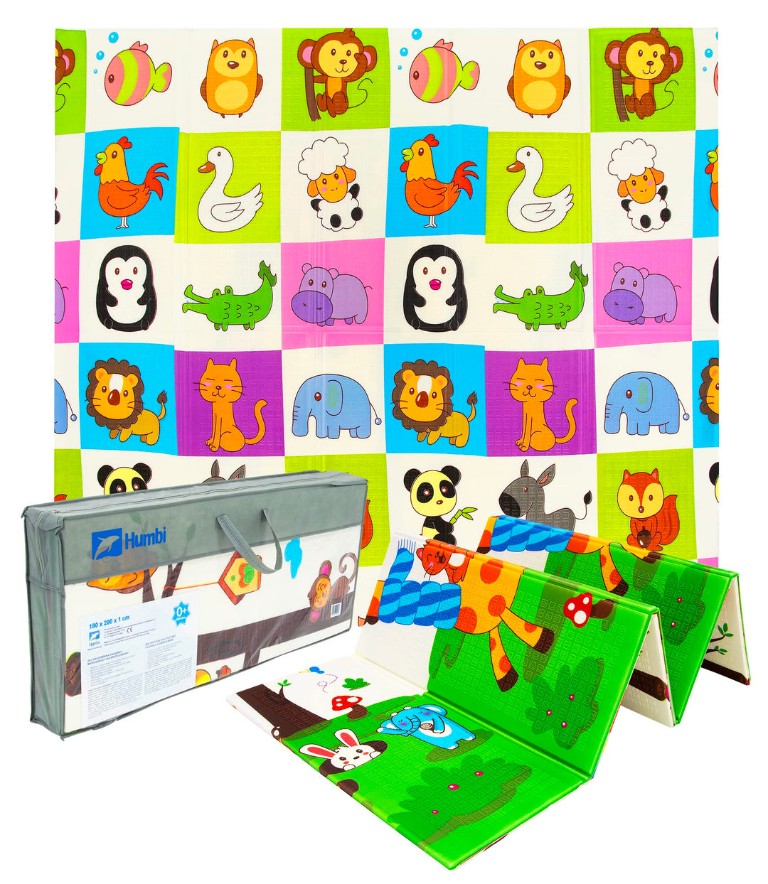 Humbi Thick 2-in-1 Lernmatte aus XPE-Schaum 200x180 (Tiere/Giraffen), Tiere/Giraffen