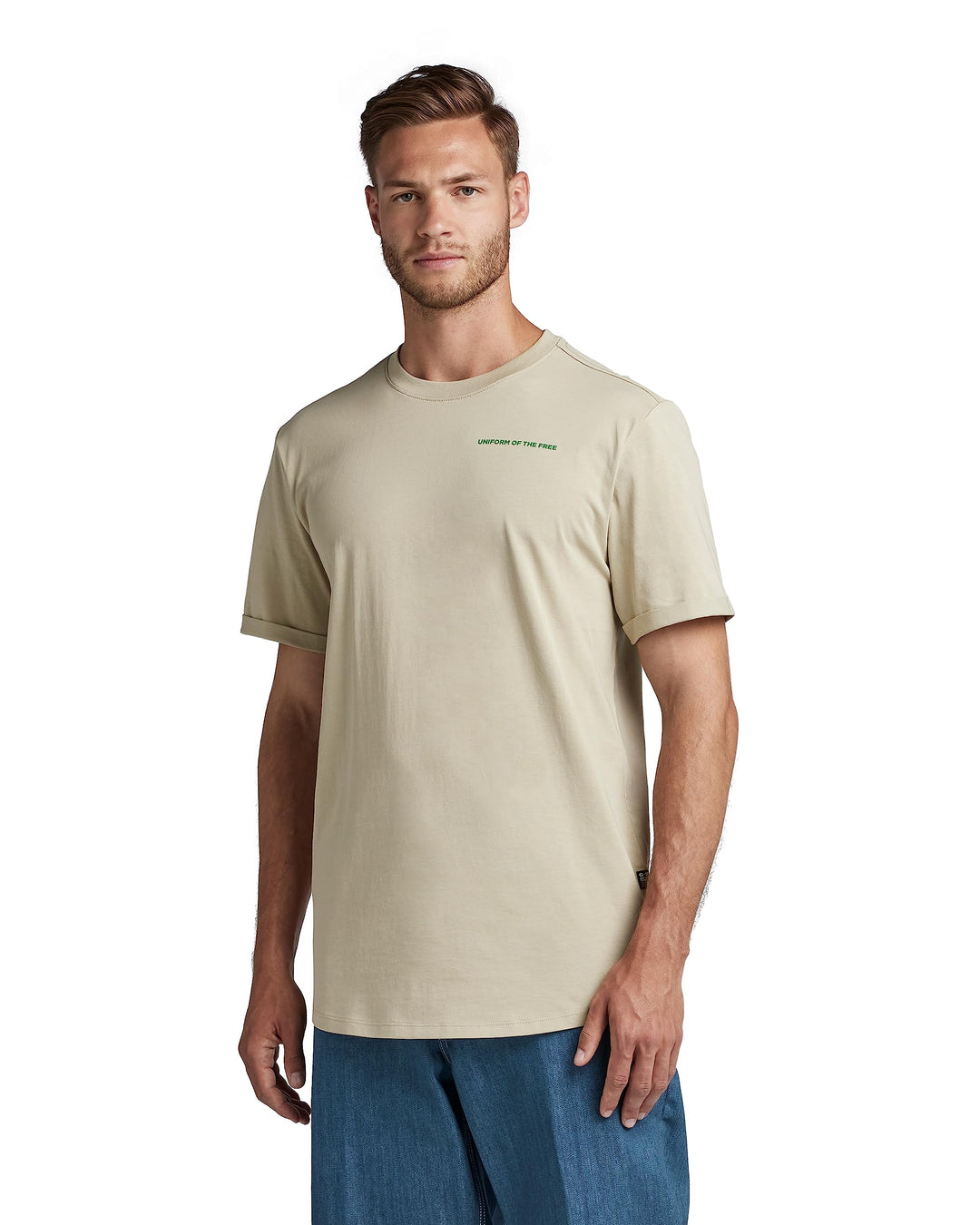 G-STAR RAW Herren Lash Back Text T-Shirts XS Beige (Spray Green D22815-336-d606), XS Beige (Spray Gr