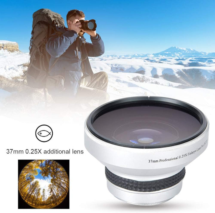Fisheye Objektiv, Silberne Starke Anwendbarkeit 37 Mm 0,25x Super Fisheye Zusätzliches Objektiv für
