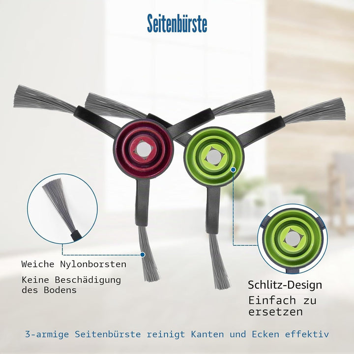 Ersatz-Zubehör-Set für Ecovacs Deebot X1 Turbo/Omni-Roboter-Staubsaugerteile, 1 Hauptbürste, 6 Seite