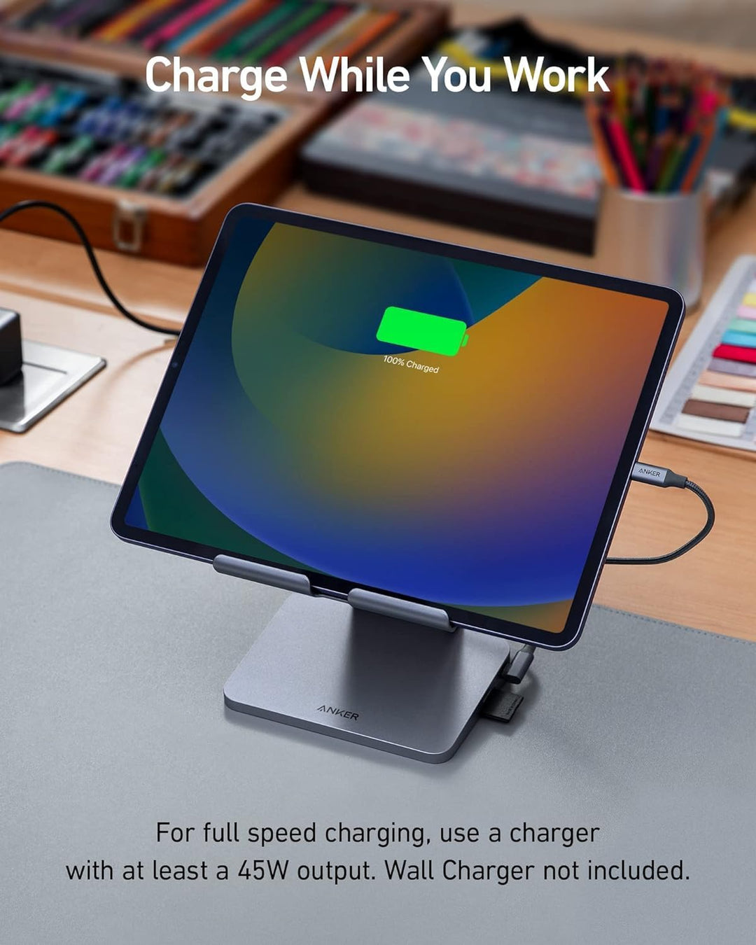 Anker 551 8-in-1 USB-C Hub, einklappbare Halterung, Power Delivery, 4K HDMI, 2 USB-A Datenports, 3.5