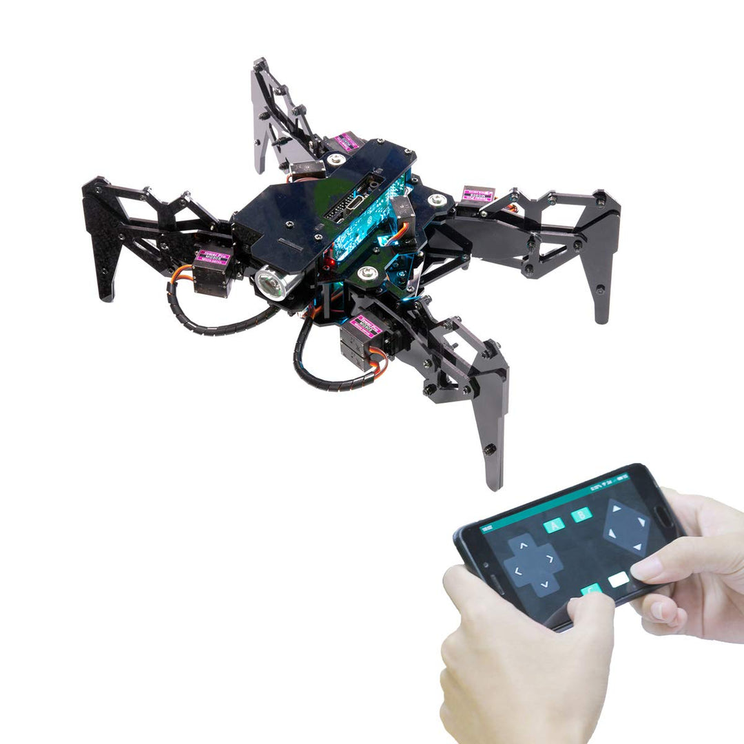 Adeept Spider Robot Quadruped Robot Kit für Raspberry Pi 4/3 Modell B+/B STEM-Kriechroboter OpenCV T