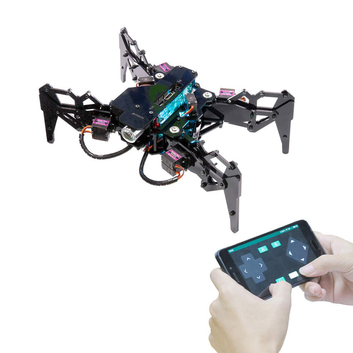Adeept Spider Robot Quadruped Robot Kit für Raspberry Pi 4/3 Modell B+/B STEM-Kriechroboter OpenCV T