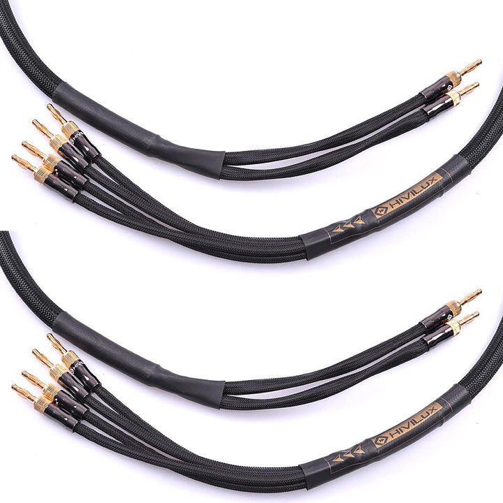 HiViLux Highend Lautsprecher LS 2xKabel OFC trennbar Bananenstecker für HiFi Stereo Paar 2x Kanal (B