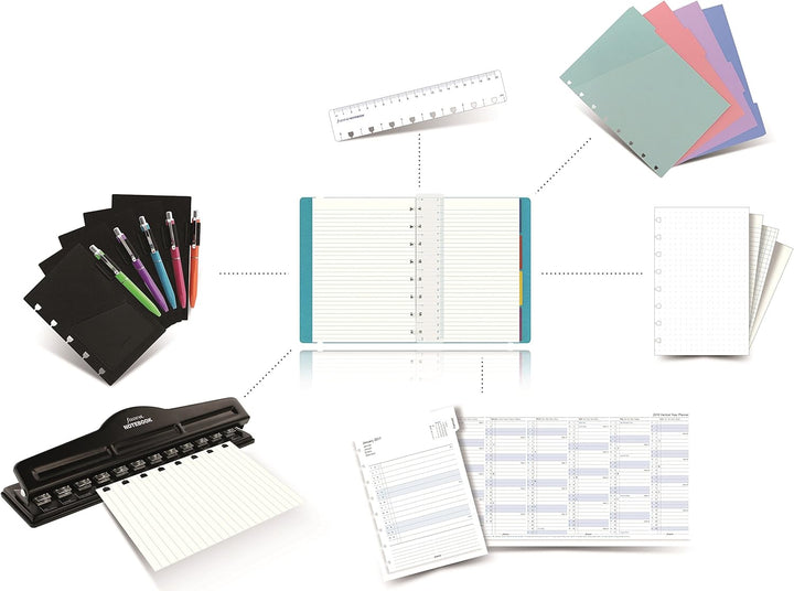 Filofax Impressions B115043U Nachfüllbares Notizbuch, Tasche, Blau und Weiss, 112 cremefarbene beweg