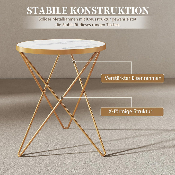 HOLTICO Couchtisch, Beistelltisch rund, Wohnzimmertisch, Kleiner Tisch, Sofatisch für Wohnzimmer, We