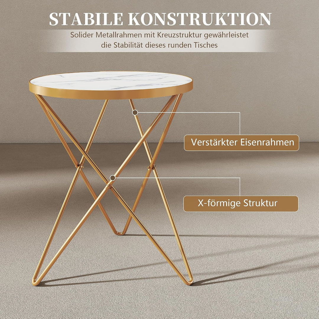 HOLTICO Couchtisch, Beistelltisch rund, Wohnzimmertisch, Kleiner Tisch, Sofatisch für Wohnzimmer, We