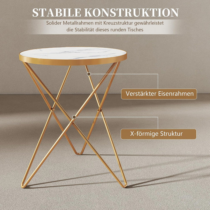 HOLTICO Couchtisch, Beistelltisch rund, Wohnzimmertisch, Kleiner Tisch, Sofatisch für Wohnzimmer, We