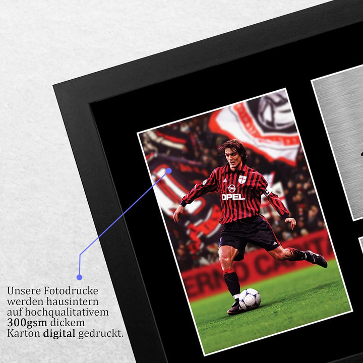 HWC Trading FR A4 Paolo Maldini Mailand Gifts gedrucktes Autogramm für Fans und Fans – A4 gerahmt (G