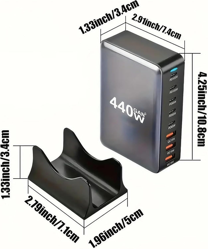USB C Ladegerät Mehrfach 440 W Ladestation Typ C Adapter mit Dual-PD PPS 100W Anschluss, Multi 65Wat