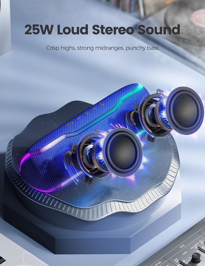 AY Bluetooth Lautsprecher Musikbox Tragbarer IPX7 Wasserdicht Bluetooth Box mit Bunten Licht und Sat