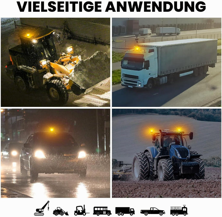 AnTom LED Rundumkennleuchte,12V-24V Gelb Rundumleuchte mit magnetischem und 3 Meters-Kabel für Gabel