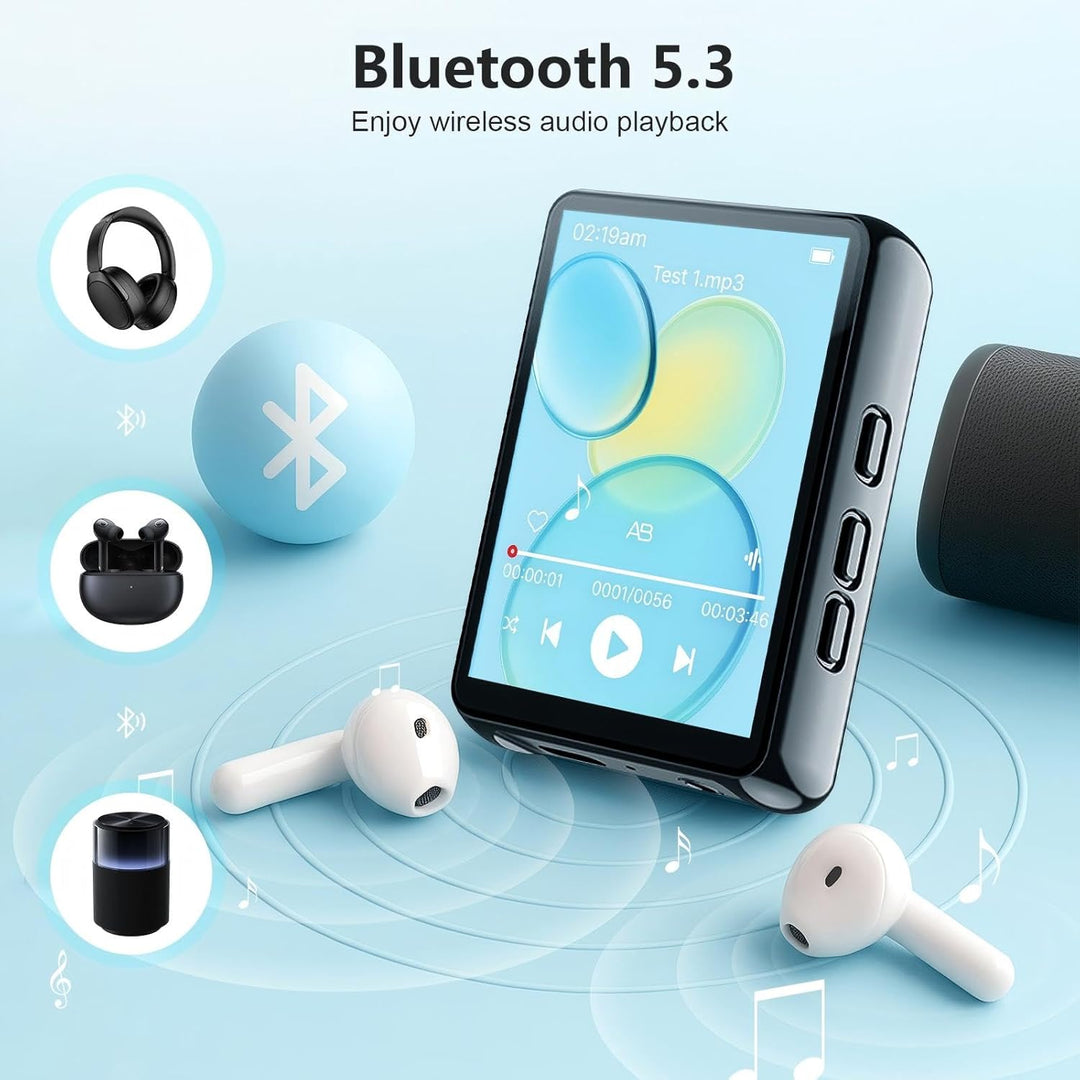 128GB MP3 Player mit Bluetooth -Tragbarer Musikplayer mit Lautsprecher, MP3 & MP4 Player, 2.4" Full