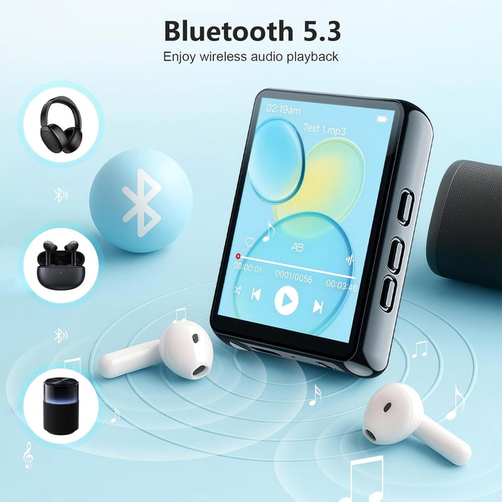 128GB MP3 Player mit Bluetooth -Tragbarer Musikplayer mit Lautsprecher, MP3 & MP4 Player, 2.4" Full