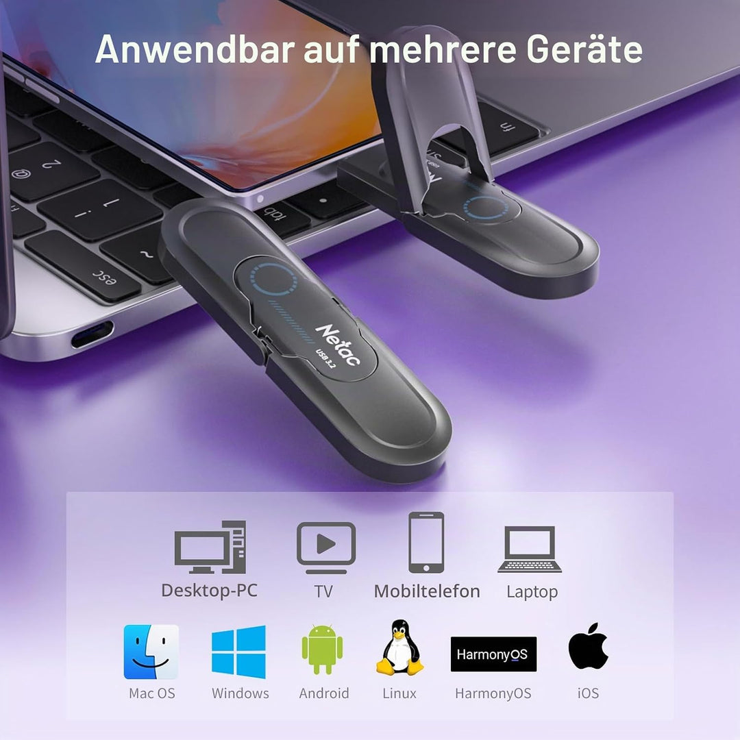 Netac US9 512GB Tragbare SSD 512GB bis zu 1000MB/S, Dual Type-C und USB 3.2 Ports Externe Solid Stat