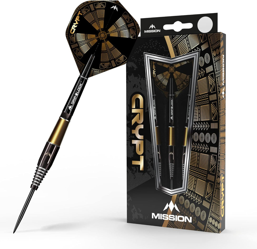 Mission Darts Crypt | Dartpfeile-Set mit Premium 90% Wolfram schwarz und gold PVD beschichtetem Scha