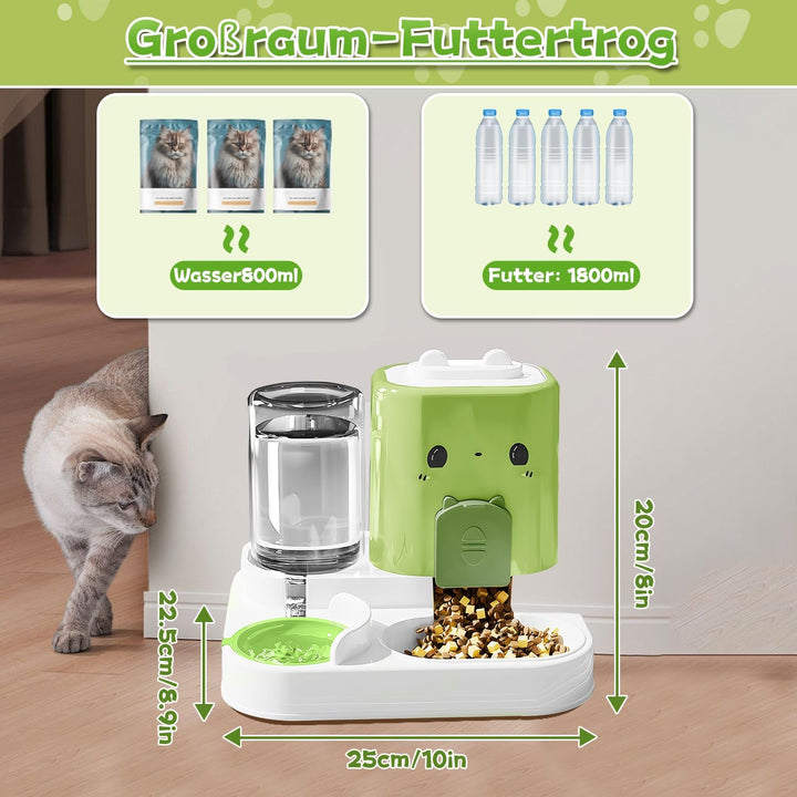 Automatischer Futterspender für Katzen/Hunde, Futterautomat Katze, 2-In-1 Automatischer Katzenfutter