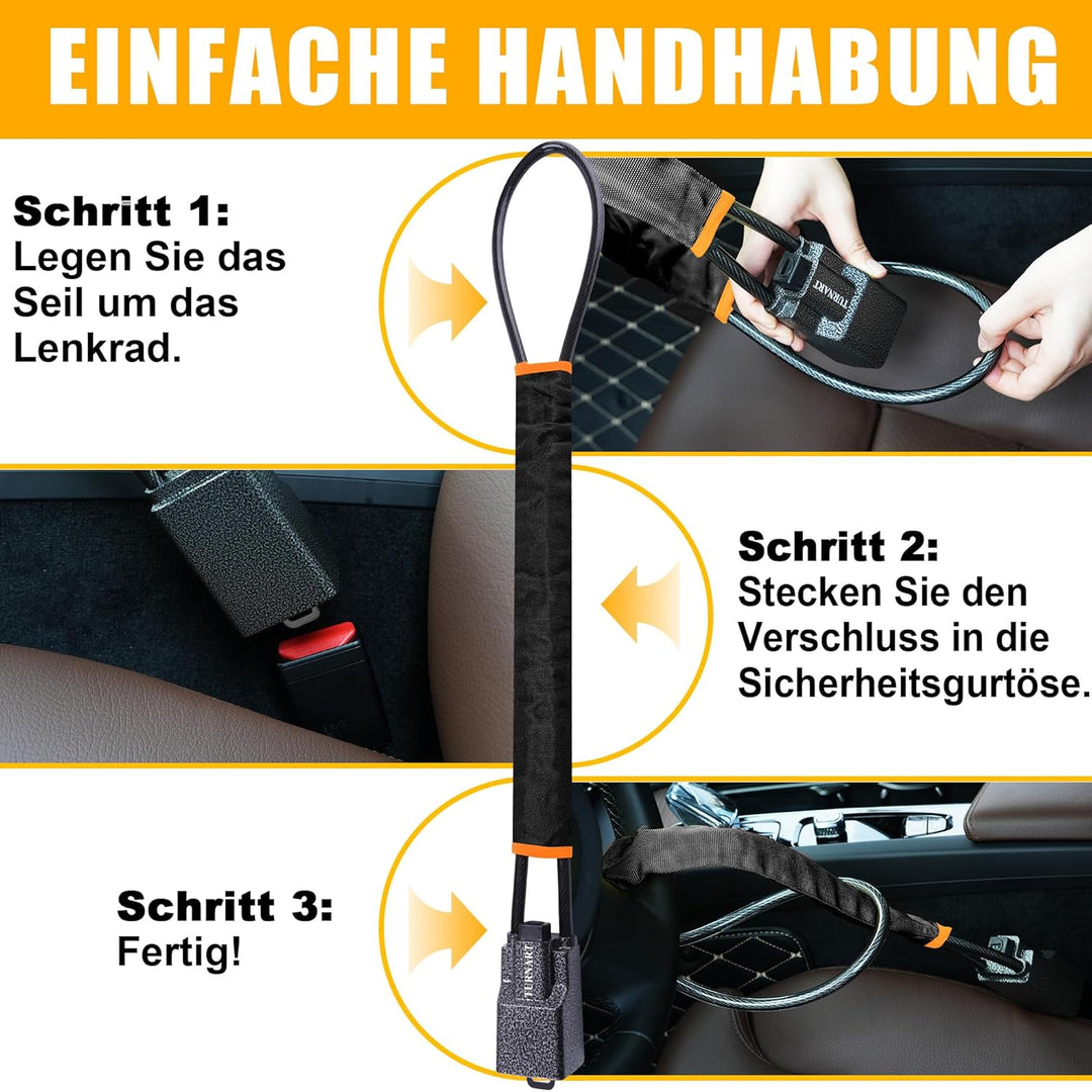 Turnart Lenkradkralle, Lenkradschloss für Auto, Wegfahrsperre, Universell Passend für die Meisten Fa