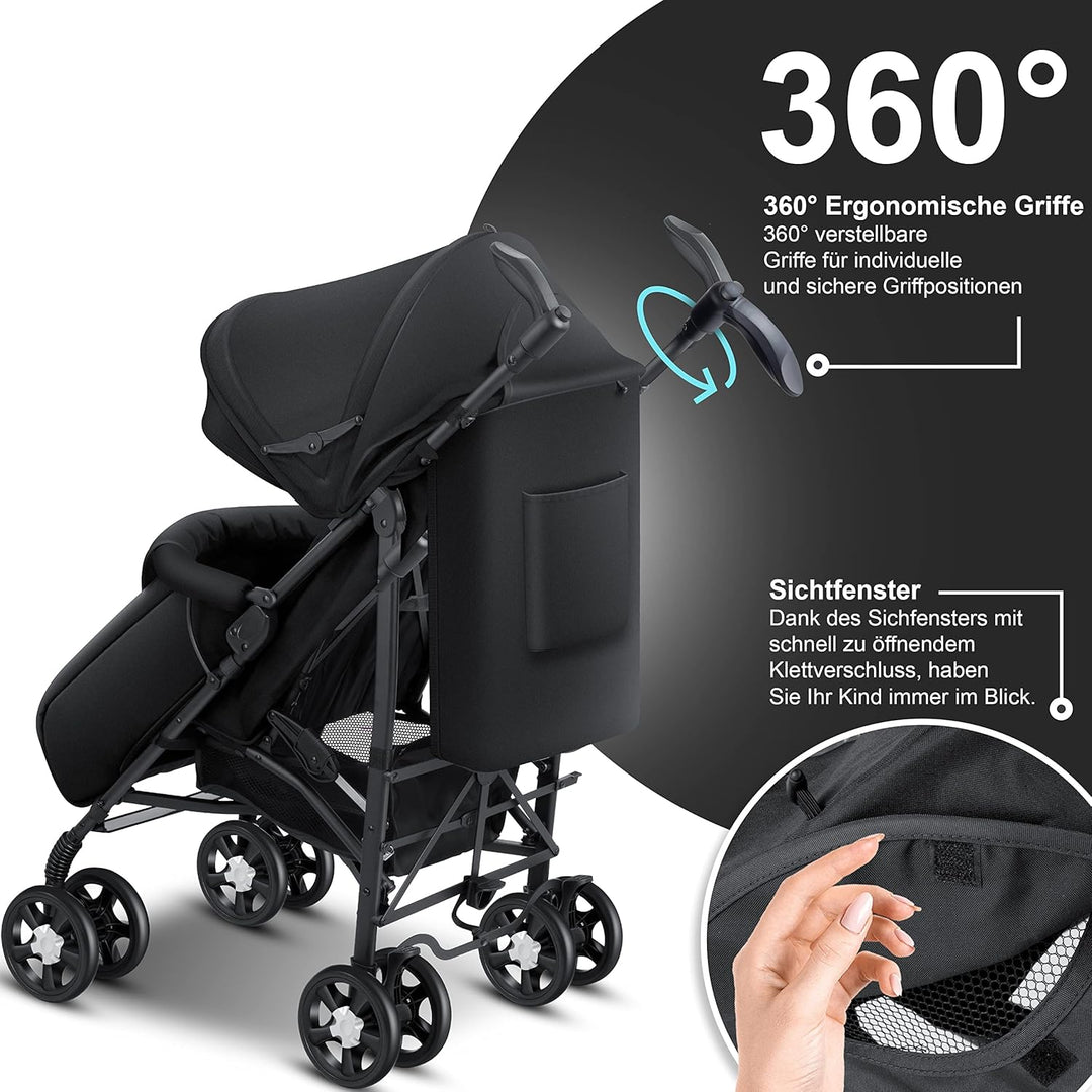 KIDIZ® Kinderwagen City-Pro Buggy Kinderbuggy klappbar Liegebuggy Sportwagen Faltbar 360° 6-Zoll-Räd