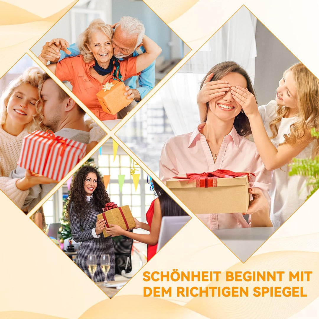 Auxmir Kosmetikspiegel mit Beleuchtung, 30X/1X Doppelseitig Schminkspiegel mit Licht, Dimmbar Spiege