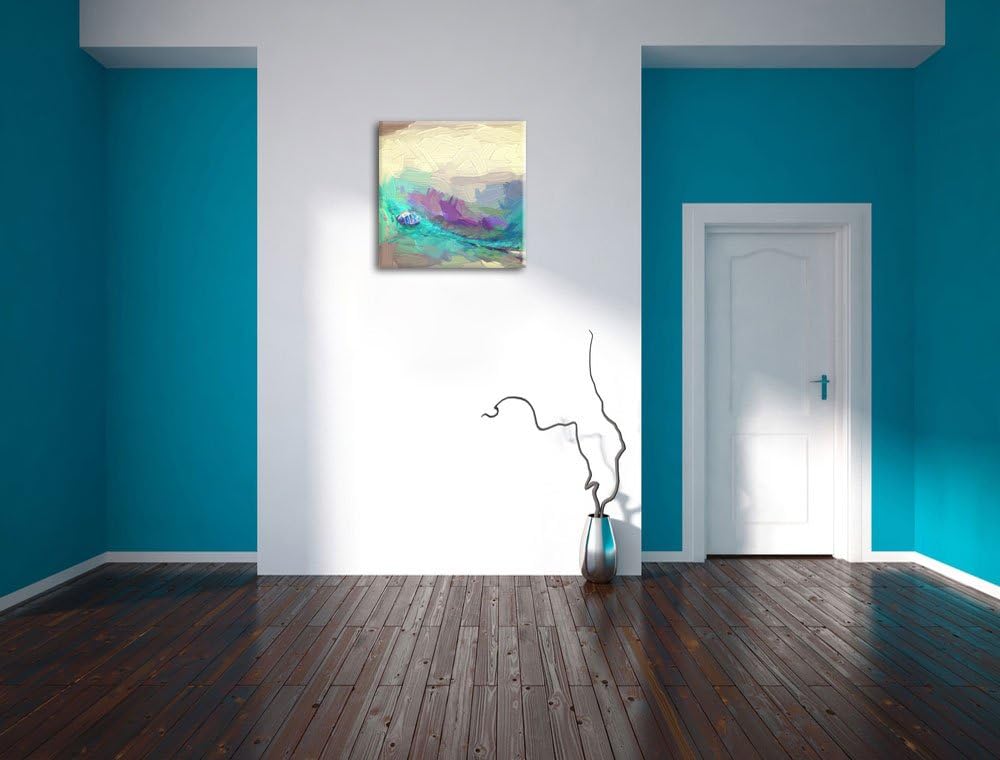Pixxprint Pfauenfeder Detailaufnahme als Leinwandbild Quadratisch/Grösse: 70x70 / Wandbild/Kunstdruc