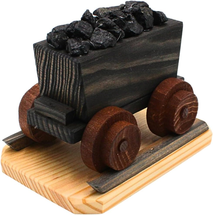 Dekohelden24 Räuchermann, Räucherfigur als Bergbau Lore, L/B/H 18 x 11 x 14 cm, Schwarz, 14 cm, 14 c