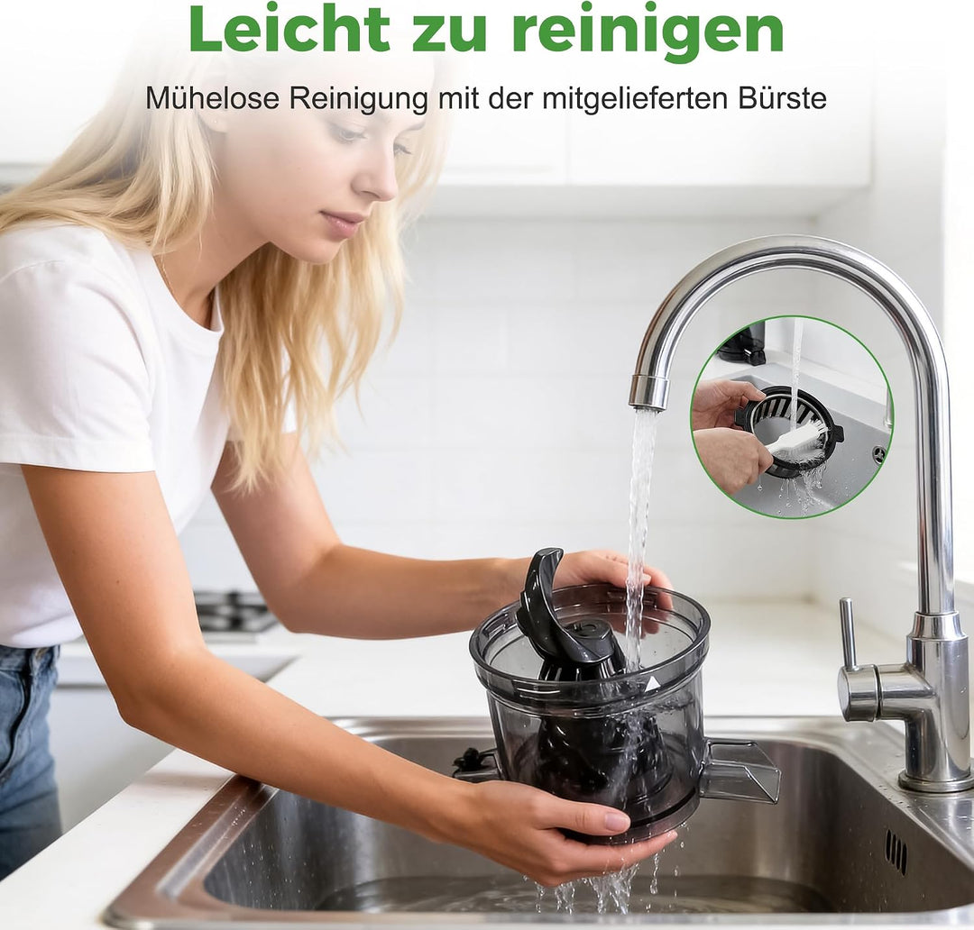 YASHE Entsafter, 300W Slow Juicer mit 148 mm Extra Grossem Einfüllschacht für ganze Früchte & Gemüse