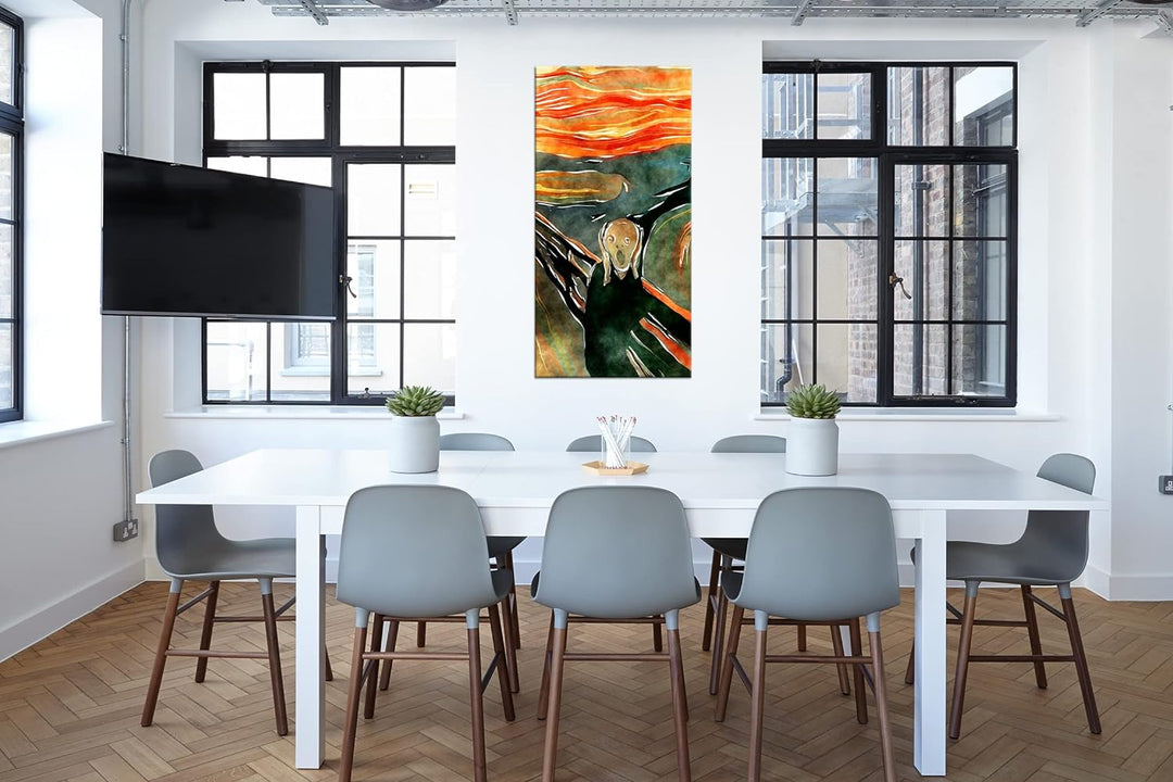 deyoli Edvard Munch Der Schrei Panorama 80x40 cm als Leinwandbild, Motiv fertig gerahmt auf Echtholz