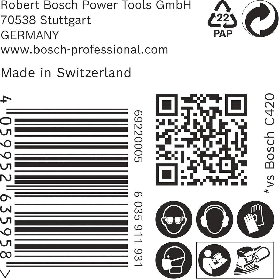 Bosch 50x EXPERT C470 Schleifpapier mit 7 Löchern (für Farbe auf Holz, Hartholz, Ø 100x150 mm, Körnu