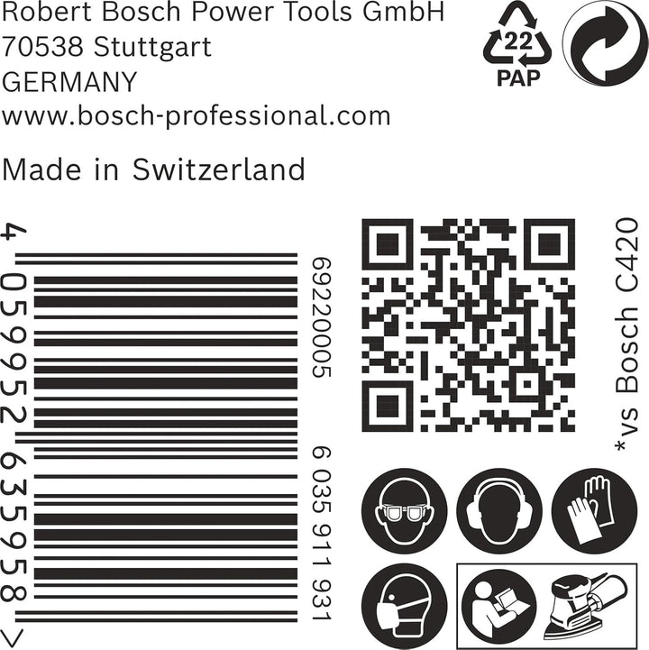 Bosch 50x EXPERT C470 Schleifpapier mit 7 Löchern (für Farbe auf Holz, Hartholz, Ø 100x150 mm, Körnu