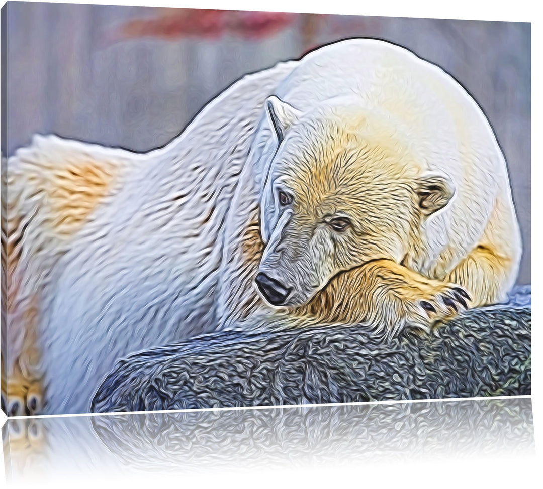 schlafender Eisbär Deluxe Format: 100x70 cm auf Leinwand, XXL riesige Bilder fertig gerahmt mit Keil