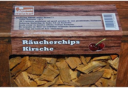 Landree Räucherchips Kirsche Box 3 Liter – Aromatische Wood Chips für Grill Smoker BBQ, 100% Natürli