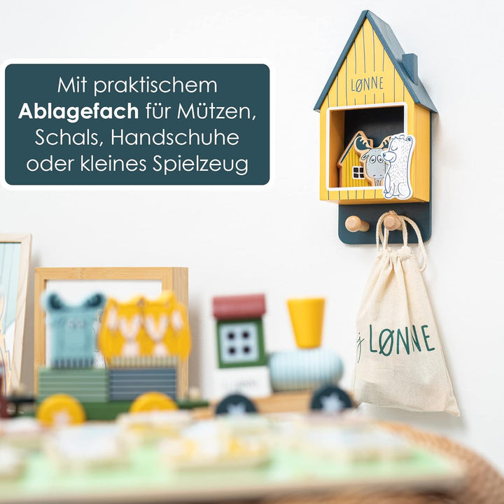 HEJ LØNNE Kindergarderobe mit 2 Haken und Ablagefach - Garderobe Kinderzimmer und Babyzimmer - Kinde