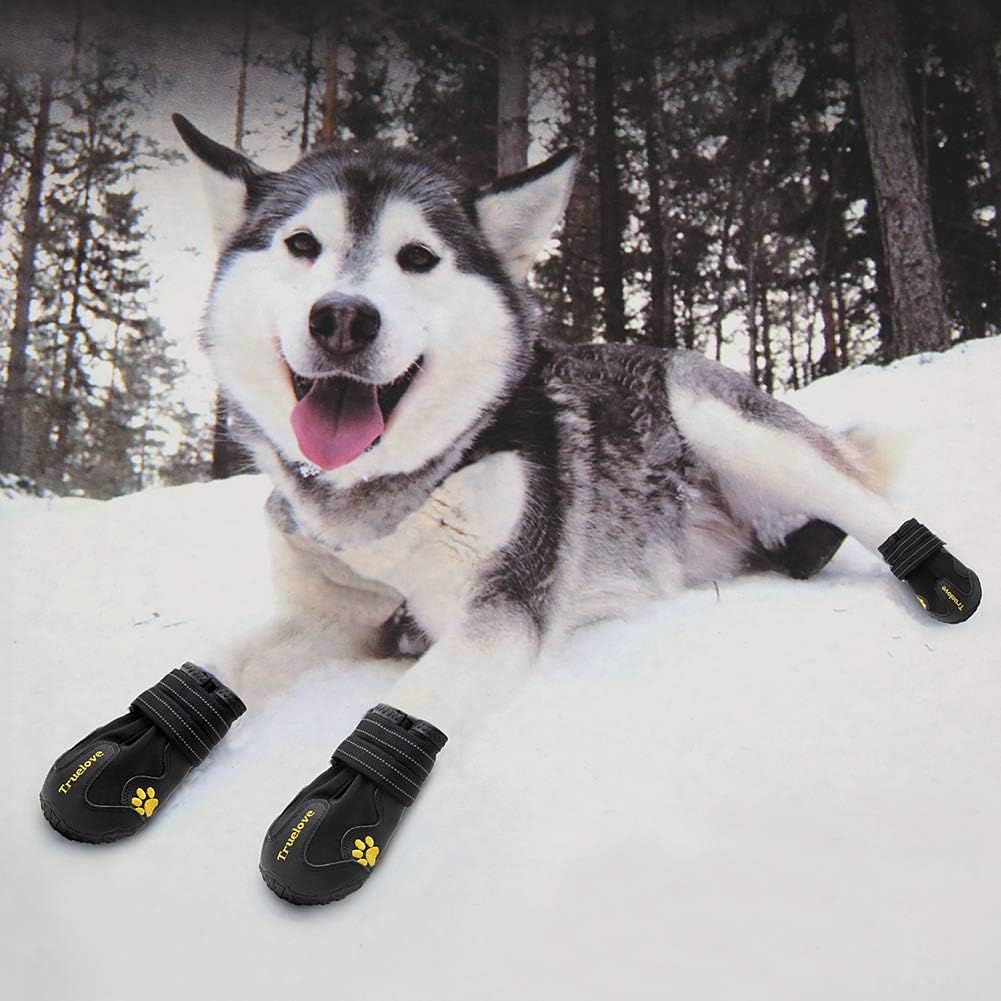 MOKCCI Truelove Pfotenschutz Hundestiefel,Wasserdicht Hundeschuhe mit Reflektierenden Riemen für Kle