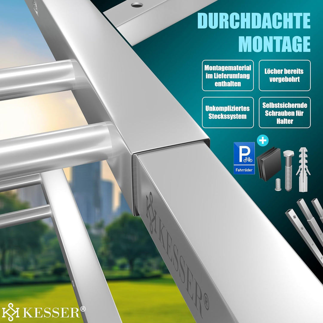 KESSER® Fahrradständer für 2 Fahrräder inkl. Parkschild | Mehrfachständer mit 37cm Radabstand für 30