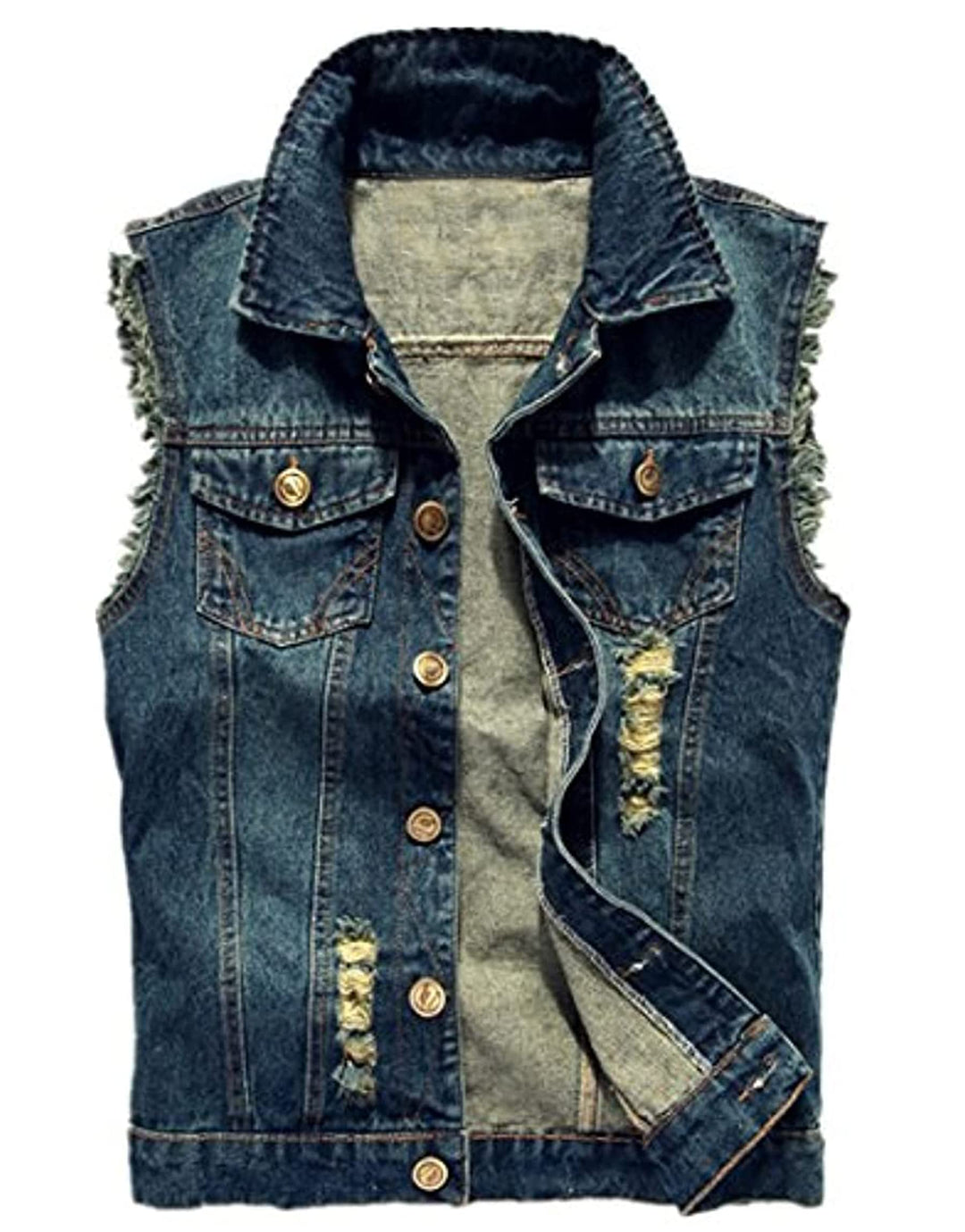 Herren Beiläufiger Denim Weste Jacke Klassische ärmel Dünne Jacken XS Blau, XS Blau