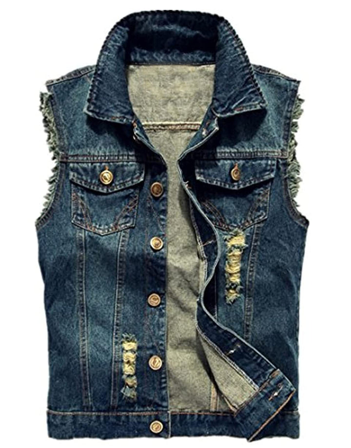 Herren Beiläufiger Denim Weste Jacke Klassische ärmel Dünne Jacken XS Blau, XS Blau