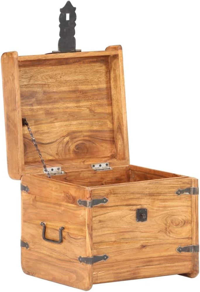 vidaXL Akazienholz Massiv Truhe Abschliessbar Aufbewahrungsbox Holzkiste Nachtschrank Holztruhe Nach
