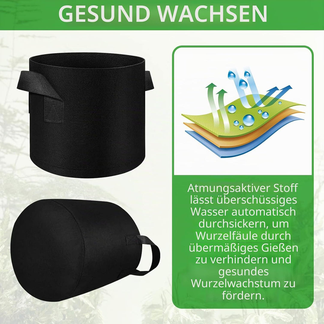 LITLANDSTAR 12 Stück 19L Pflanzsäcke aus Vliesstoff, Gartenpflanze Anbaubeutel Atmungsaktive Vliesst