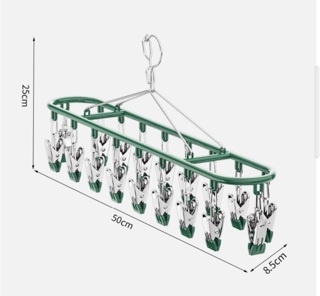 Metall Kleiderständer mit Clips, Edelstahl, Kleider- und Sockenbügel, Wäschetropfbügel mit 20 Clips,