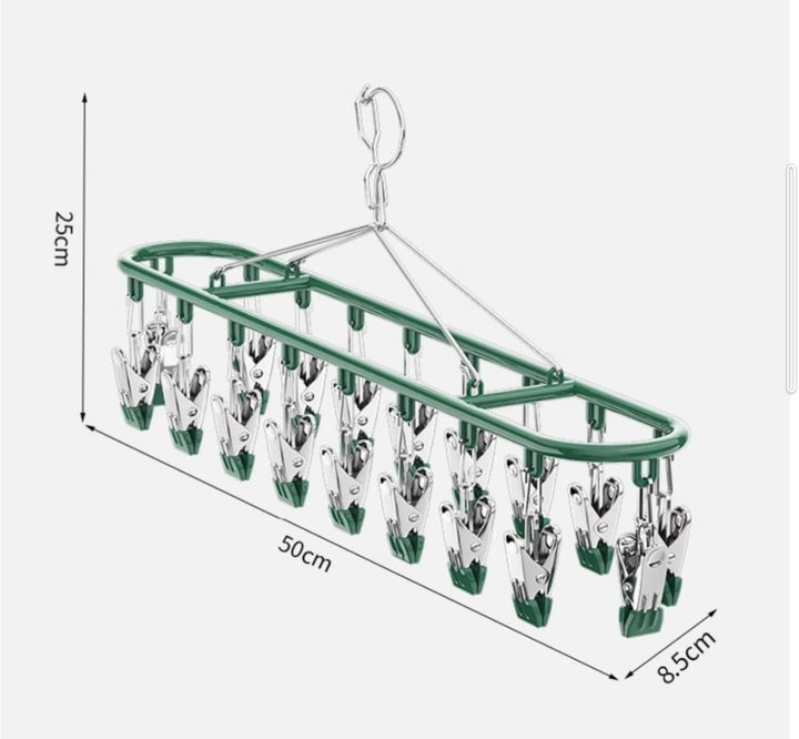 Metall Kleiderständer mit Clips, Edelstahl, Kleider- und Sockenbügel, Wäschetropfbügel mit 20 Clips,