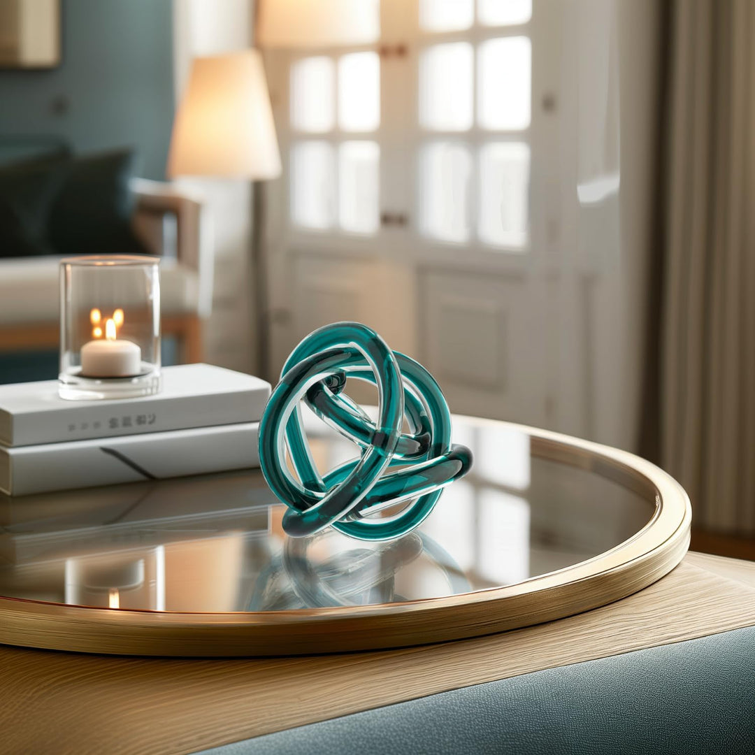 Torre & Tagus Orbit mundgeblasene Glas-Skulptur mit Unendlichkeitsknoten, 7,6 cm, Glaskunst, Deko-Ku