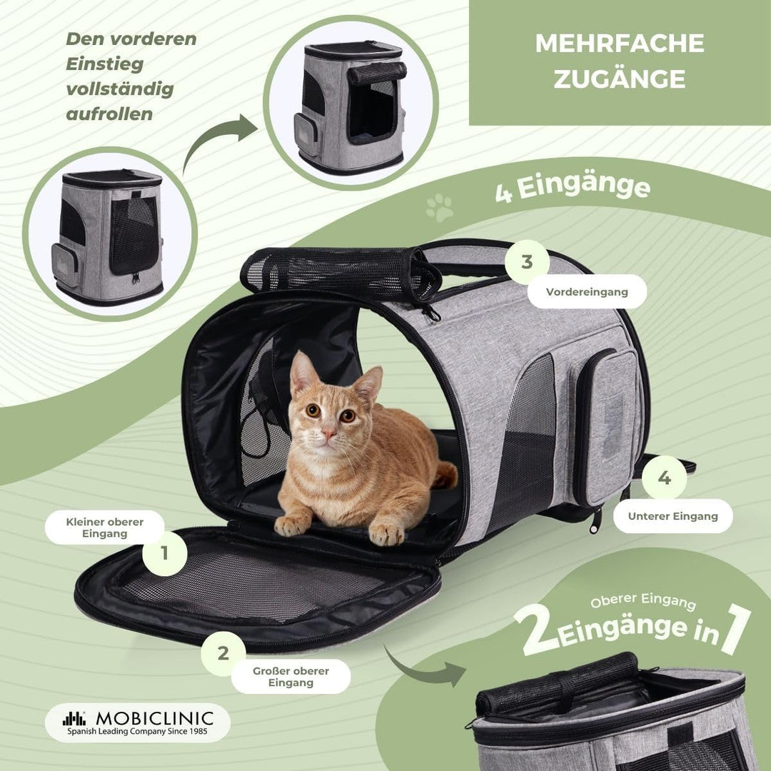 Mobiclinic® Pets, Haustier Rucksack, Thor, Faltbar, Mesh-Fenster, Zubehörtaschen, Multi-zugang, Dopp