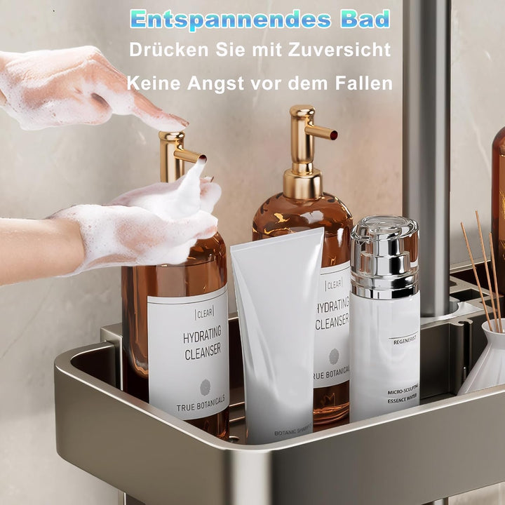 Duschablage ohne Bohren,rostfreie Badezimmer Organizer Duschregal für 19 mm - 23 mm Duschstange,Badr