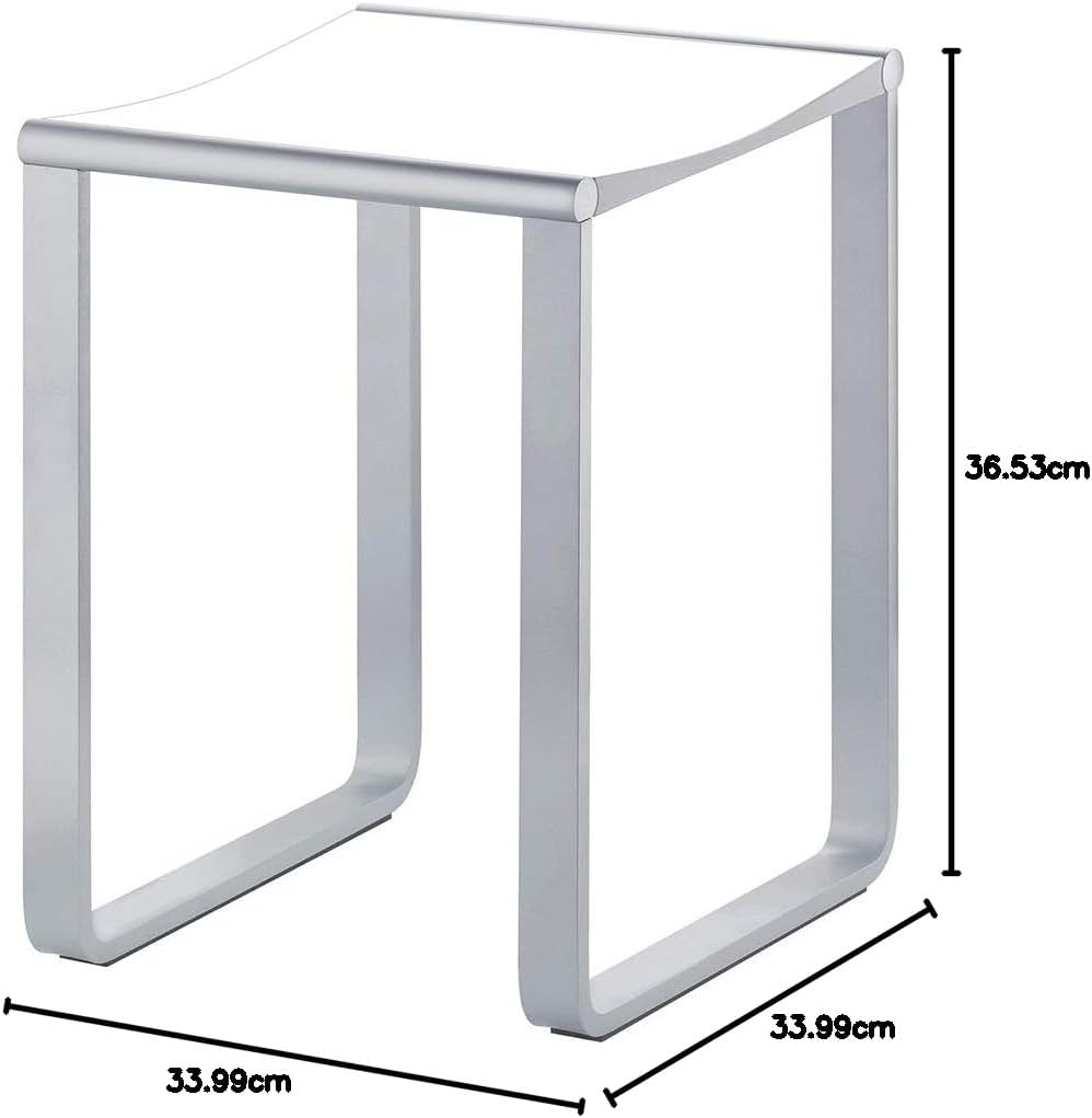 Keuco Plan Duschhocker, belastbar bis 100 kg, Aluminium verchromt, Sitzfläche aus Kunststoff weiss,