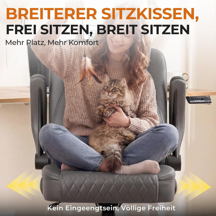 GTPLAYER Bürostuhl Ergonomisch, Schreibtischstuhl, Chefsessel mit Hoher Rückenlehne, Hochklappbaren