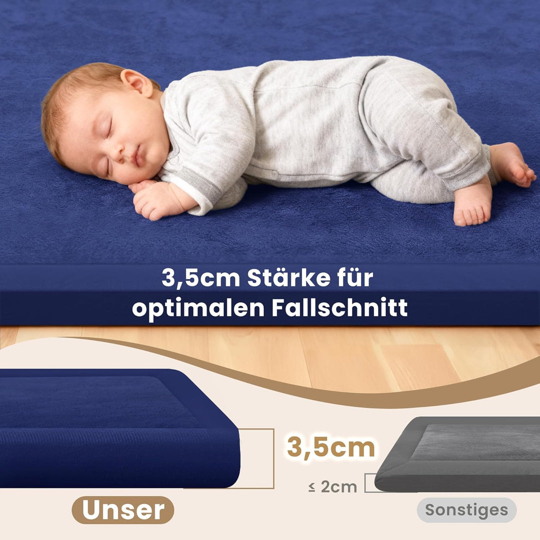 ACOMOPACK Baby Krabbelmatte 127x127x3.5cm Dicke Spielmatte mit Schaumfüllung Rutschfester Unterseite